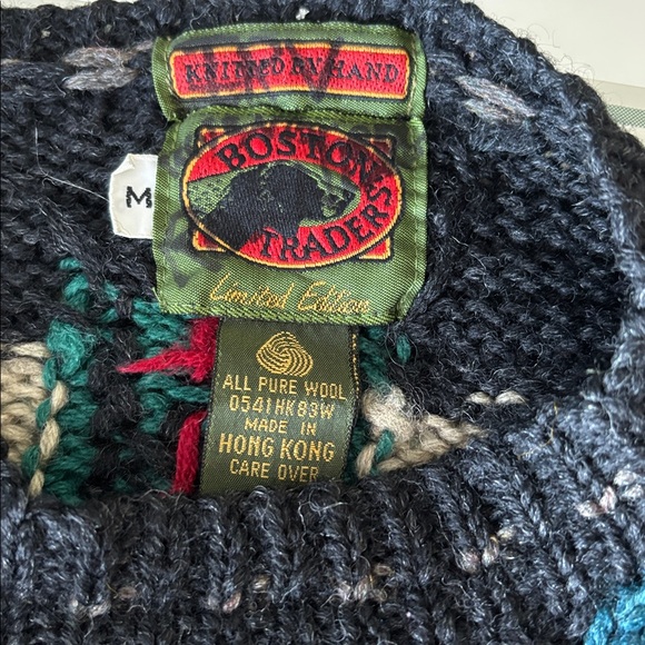BOSTON TRADERS Vintage Hand Knit Geometric Sweater, Medium - Picture 3 of 12